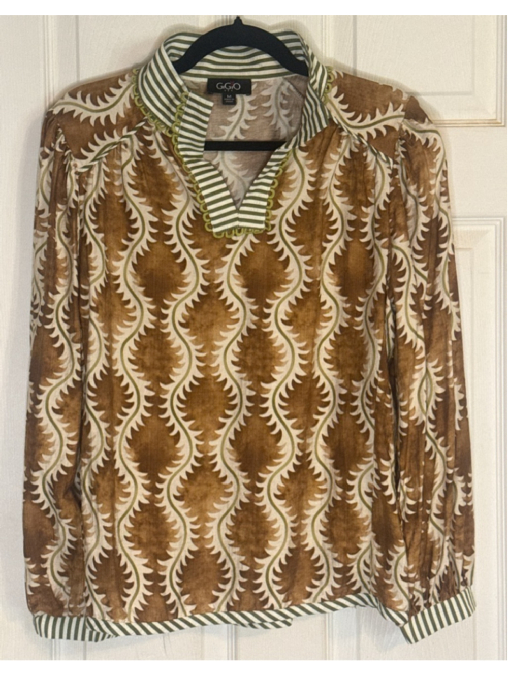 GiGiO Brown & Green Patterned Blouse M